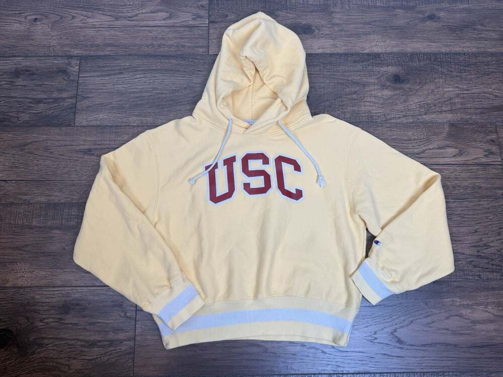 Vintage USC Trojans Champion Reverse Weave Hoodie Sweatshirt Women’s M Yellow